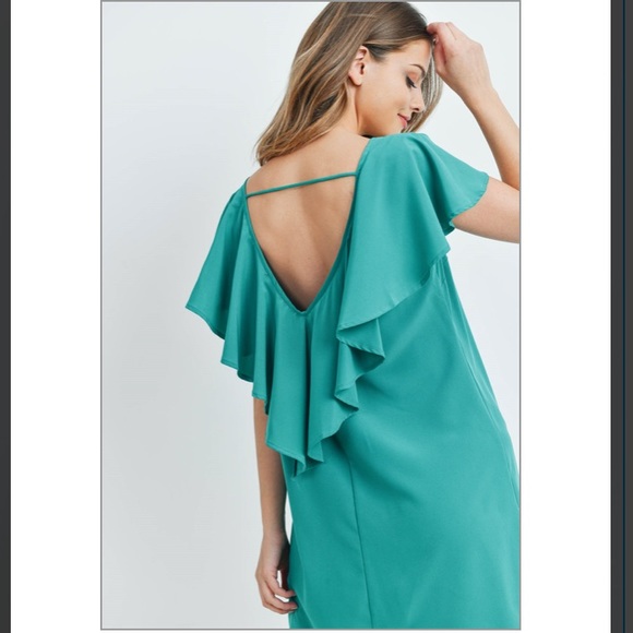 Green Ruffle Back Dress NWT - Picture 4 of 4